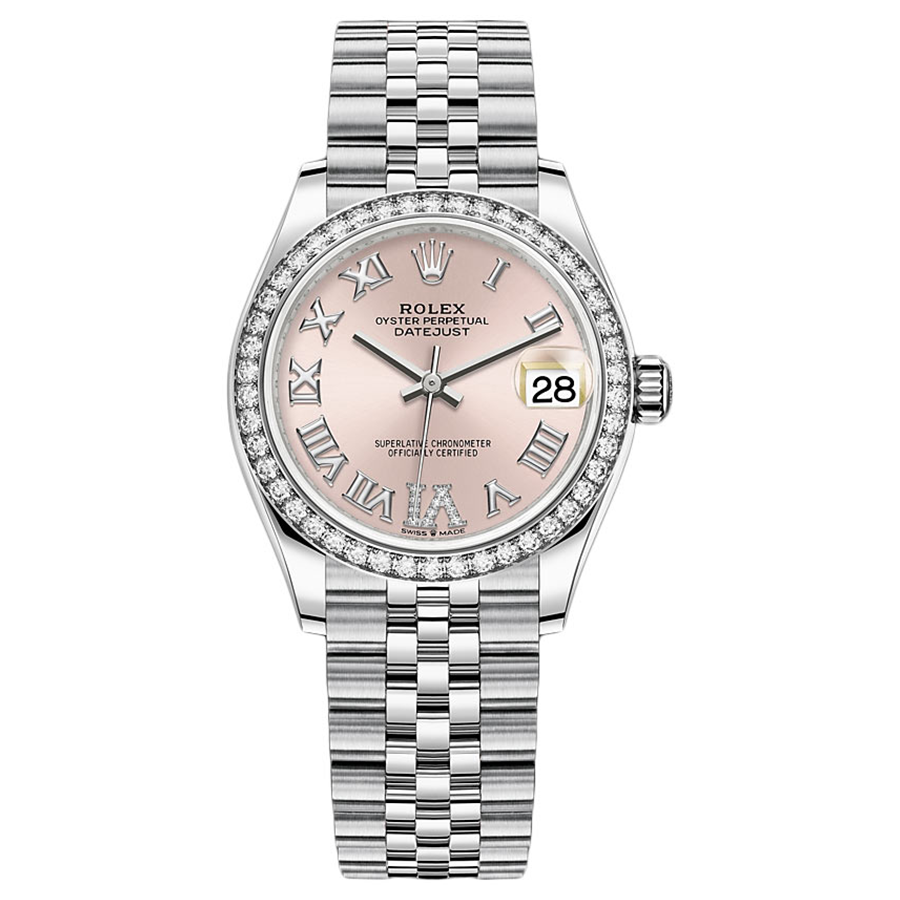 Rolex Datejust Pink Diamond Roman Numeral Dial Diamond Bezel 31mm 278384RBR