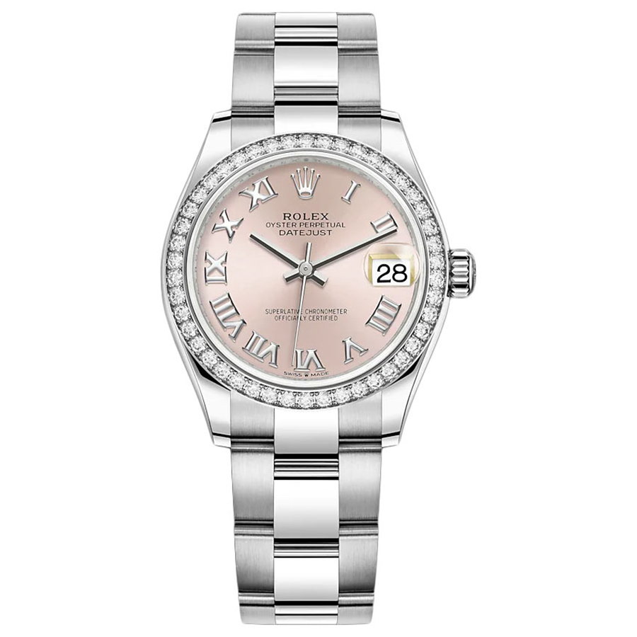 Rolex Datejust Pink Roman Numeral Dial Diamond Bezel 31mm 278384RBR