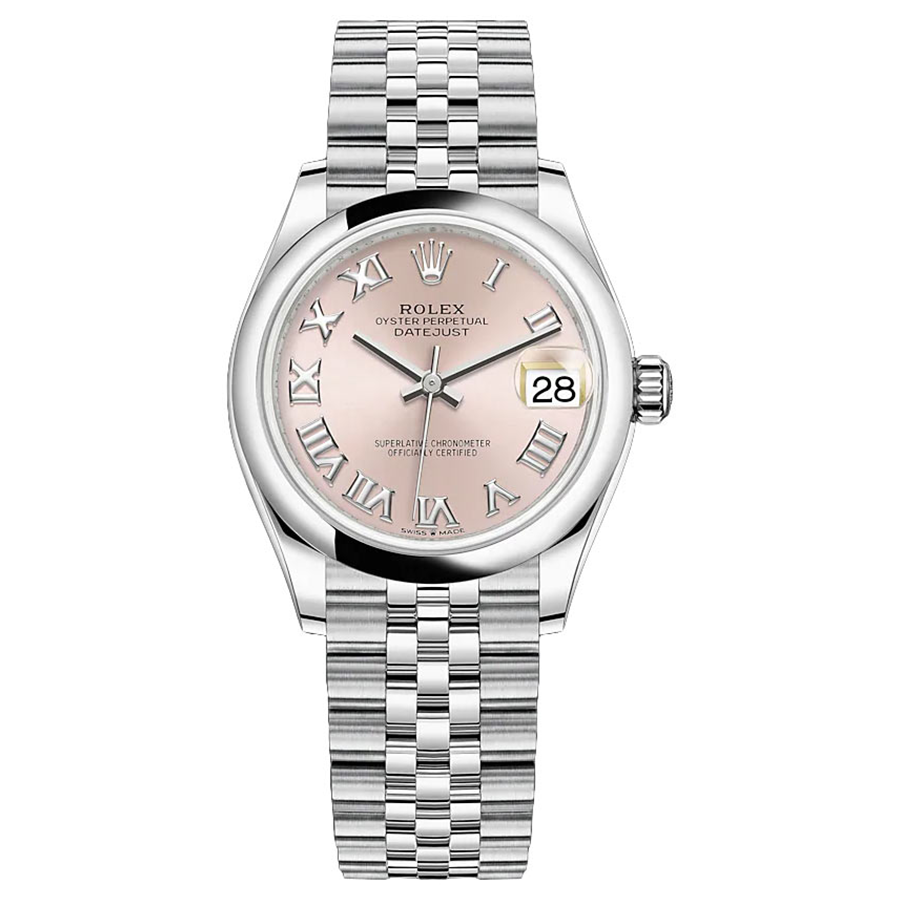 Rolex Datejust Pink Roman Numeral Dial Domed Bezel 31mm 278240