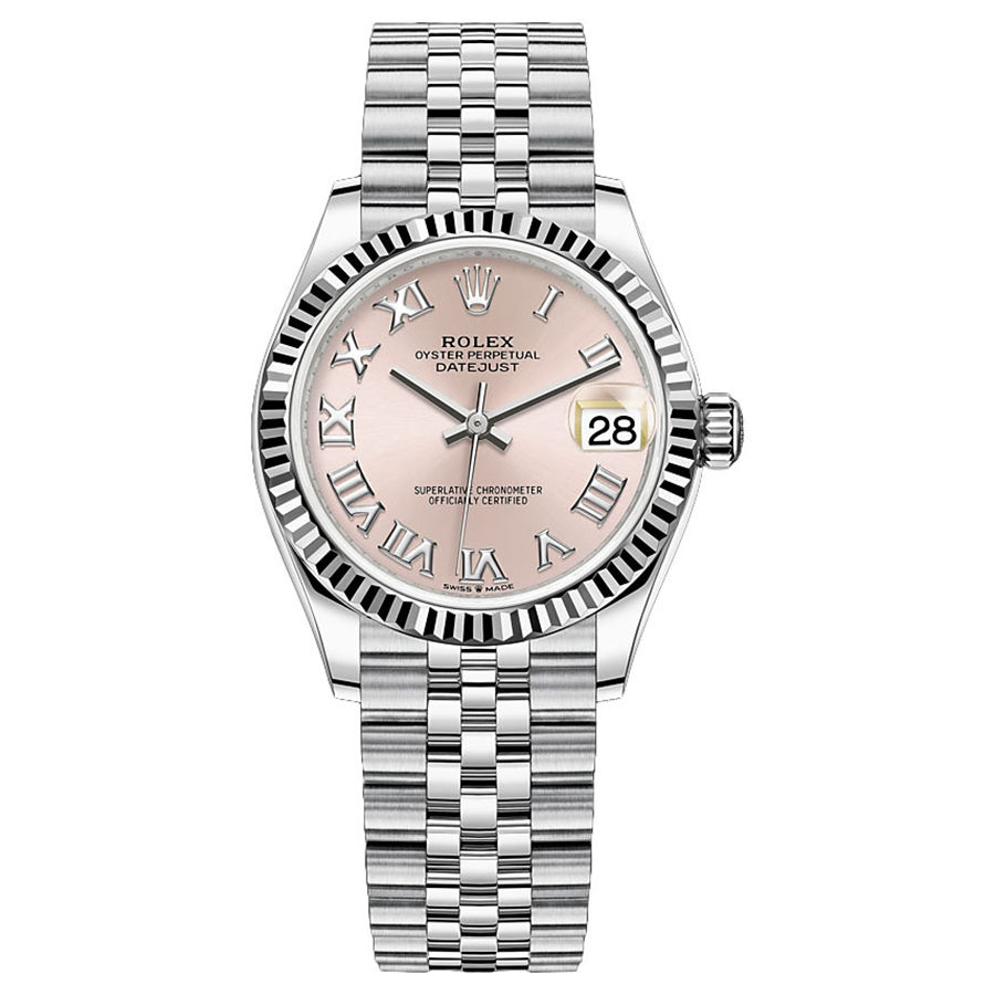 Rolex Datejust Pink Roman Numeral Dial Fluted Bezel 31mm 278274