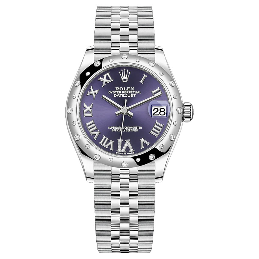 Rolex Datejust Purple Diamond Roman Numeral Dial Diamond-Set Bezel 31mm 278344RBR