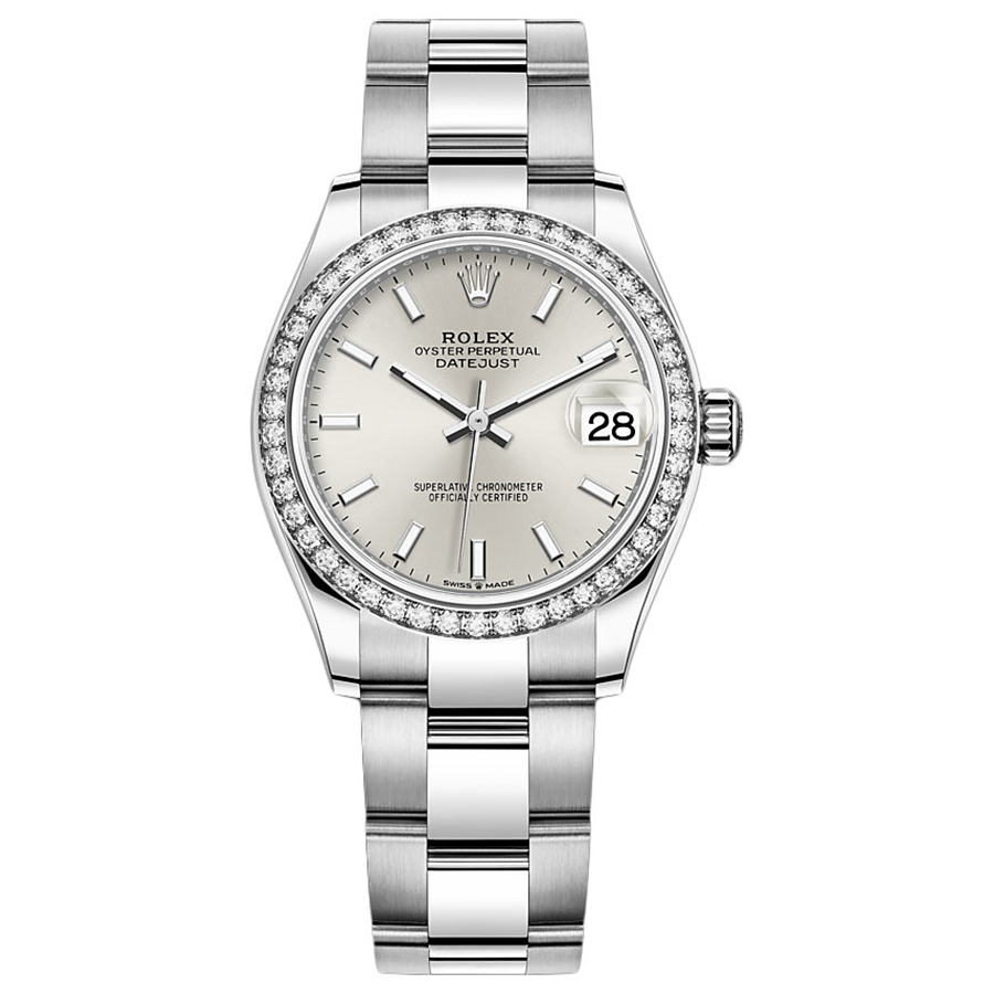 Rolex Datejust Silver Dial Diamond Bezel 31mm 278384RBR