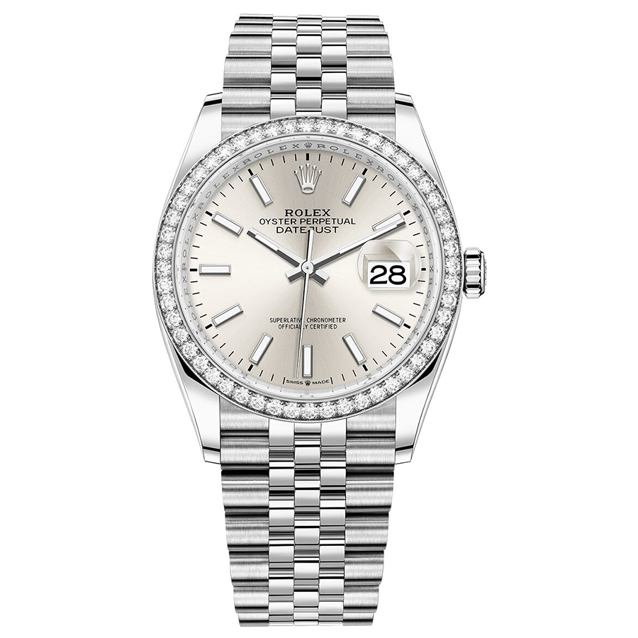 Rolex Datejust Silver Dial Diamond Bezel 36mm 126284RBR