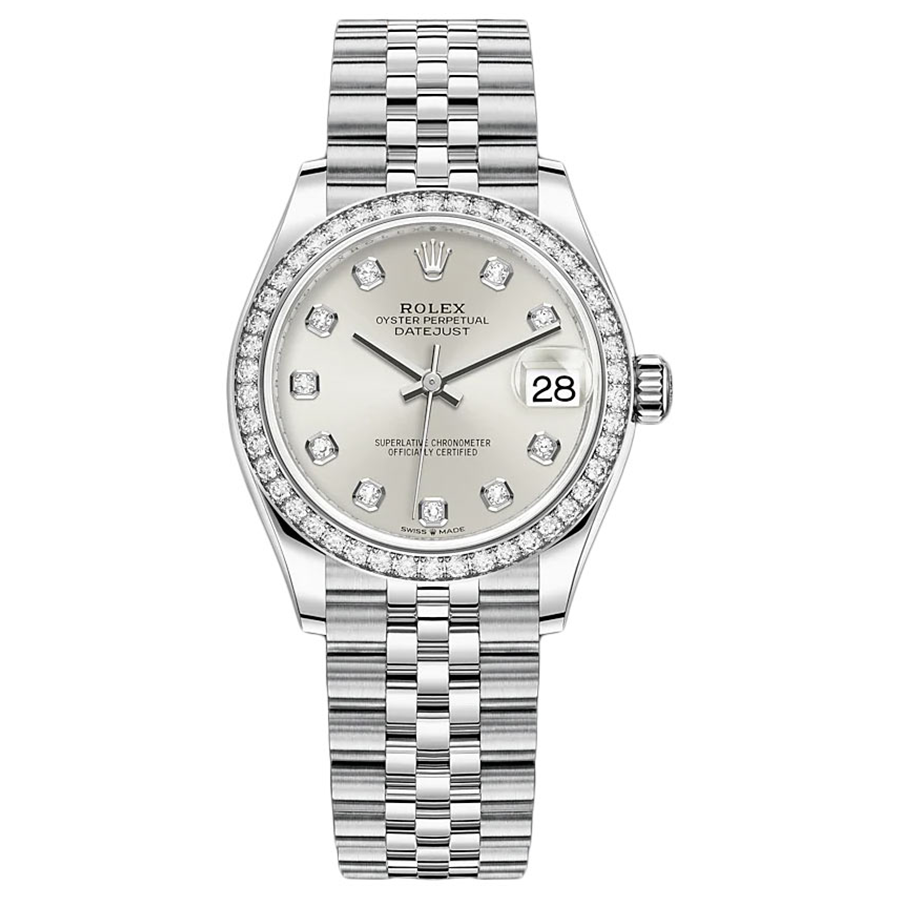 Rolex Datejust Silver Diamond Dial Diamond Bezel 31mm 278384RBR