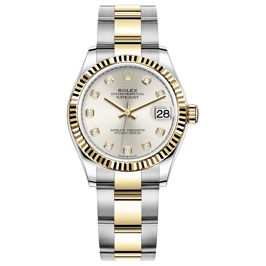 Rolex Datejust Silver Diamond Dial Fluted Bezel 31mm 278273