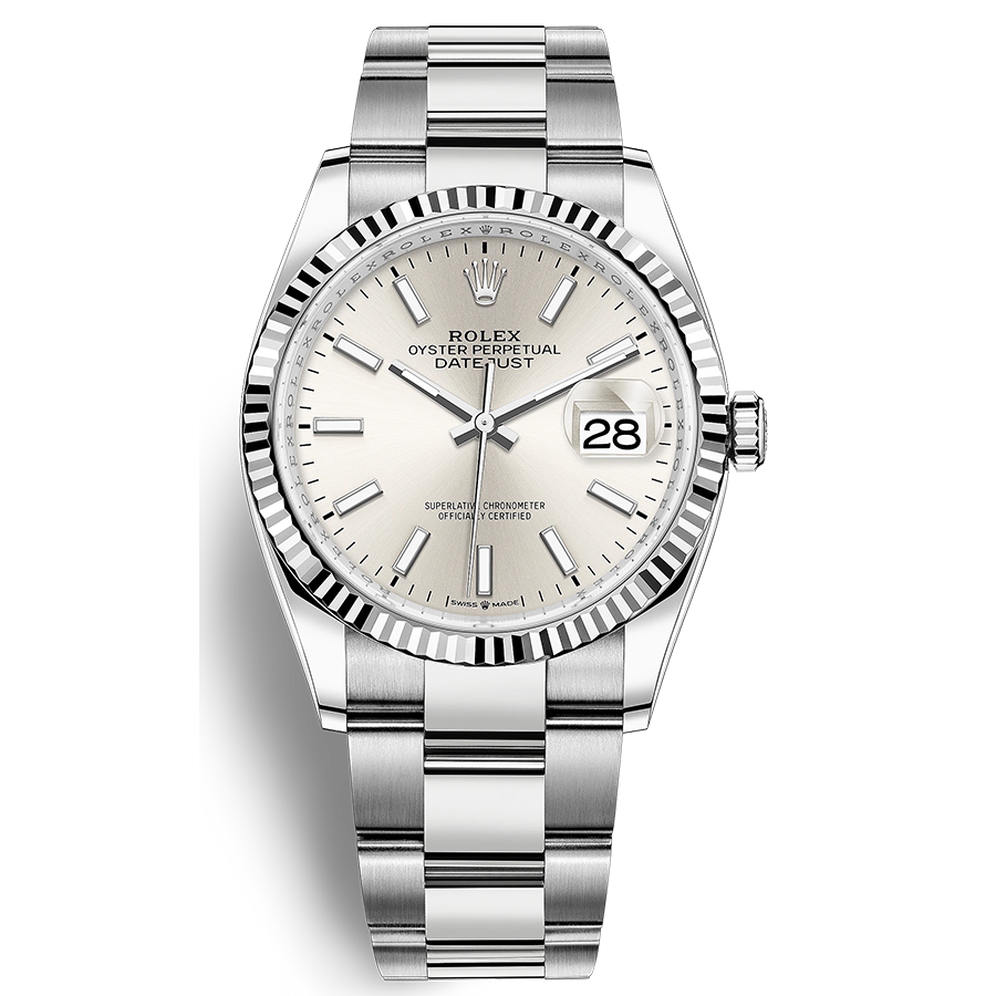 Rolex Datejust II Silver Fluted Dial 36mm 126234