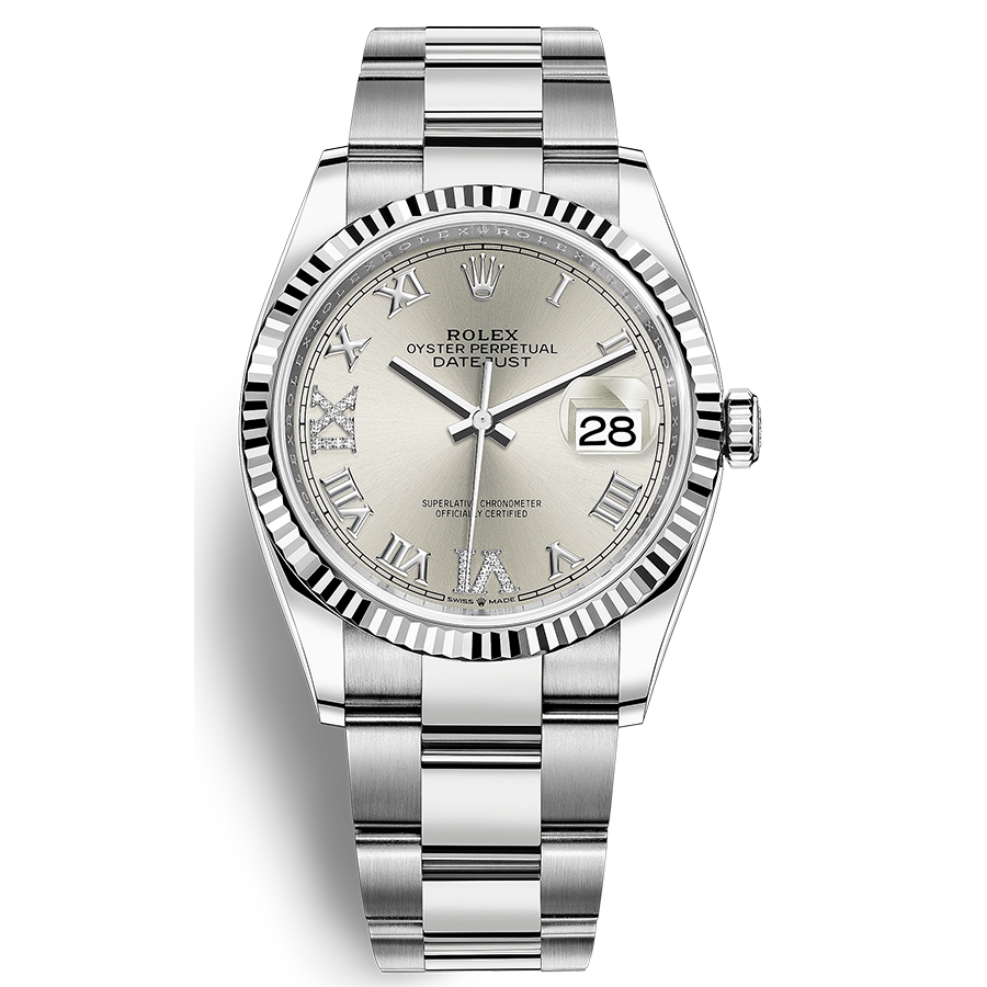 Rolex Datejust II Silver Diamond Fluted Dial 36mm 126234