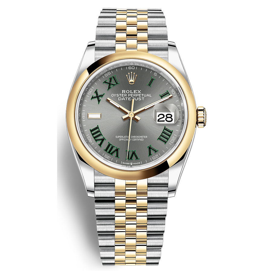 Rolex Datejust Slate Roman Numeral Dial Domed Bezel 36mm 126203