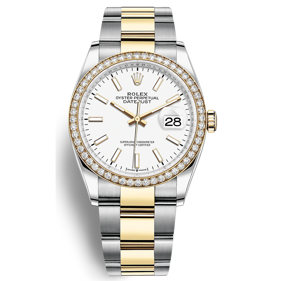 Rolex Datejust White Dial Diamond Bezel 36mm 126283RBR