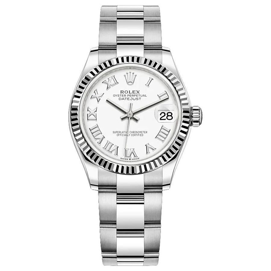 Rolex Datejust White Roman Numeral Dial Fluted Bezel 31mm 278274