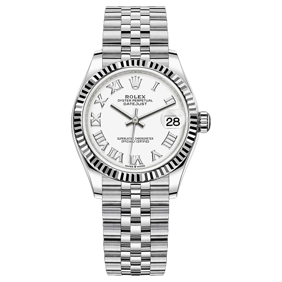 Rolex Datejust White Roman Numeral Dial Fluted Bezel 31mm 278274