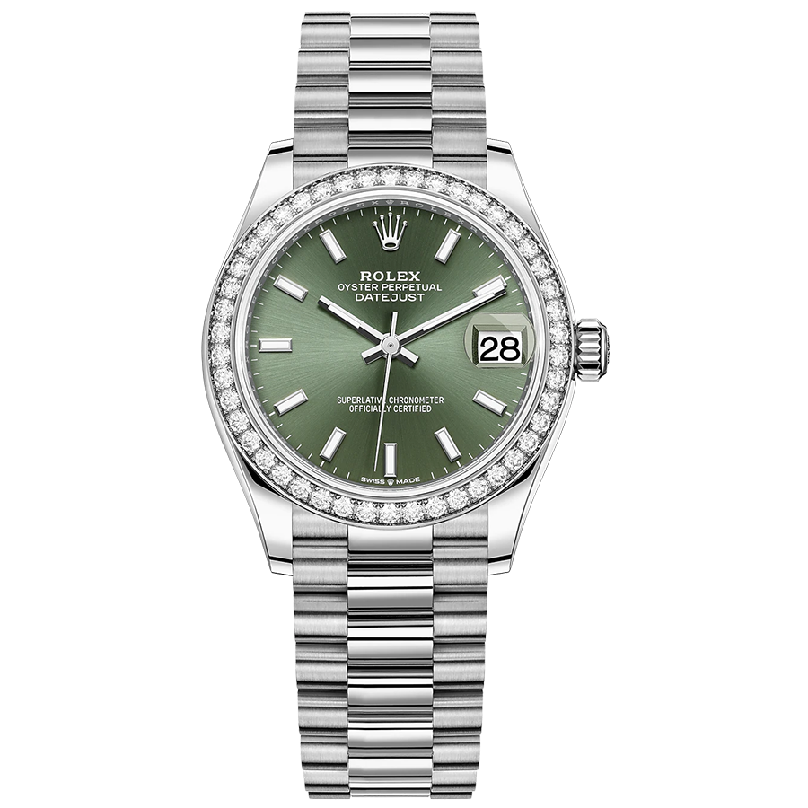 Rolex Datejust Mint Green Dial Diamond Bezel 31mm 278289RBR