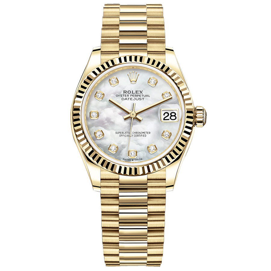 Rolex Datejust 31mm Mother Of Pearl Diamond Dial Fluted Bezel 278278