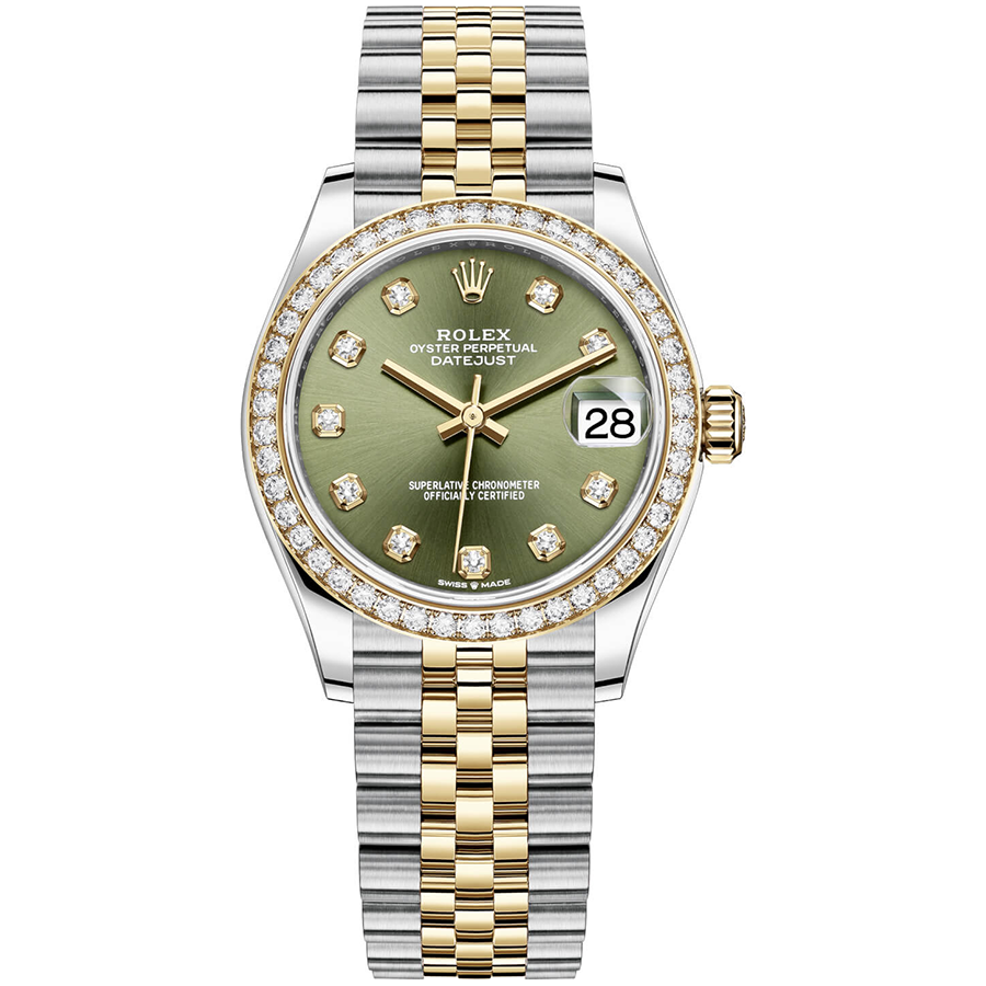 Rolex Datejust Olive Green Diamond Dial Diamond Bezel 31mm 278383RBR