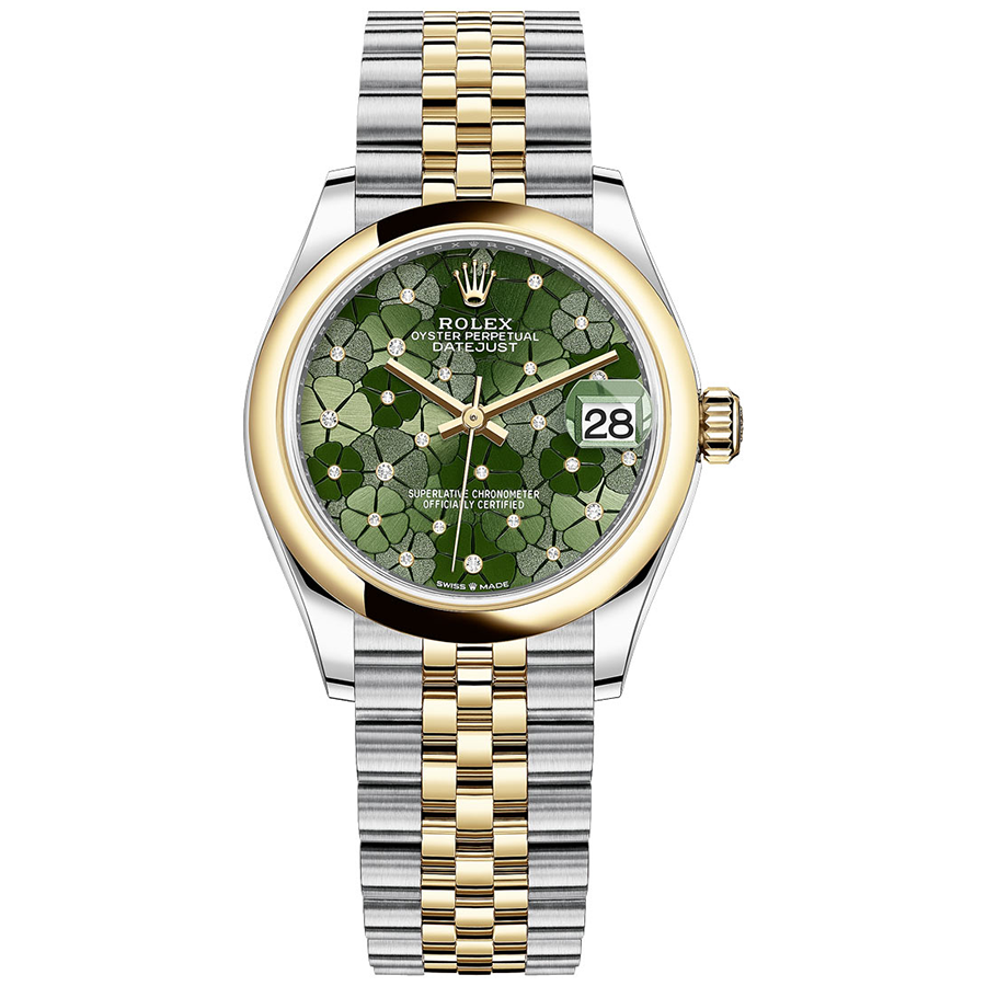 Rolex Datejust Olive Green Floral Motif Dial Domed Bezel 31mm 278243