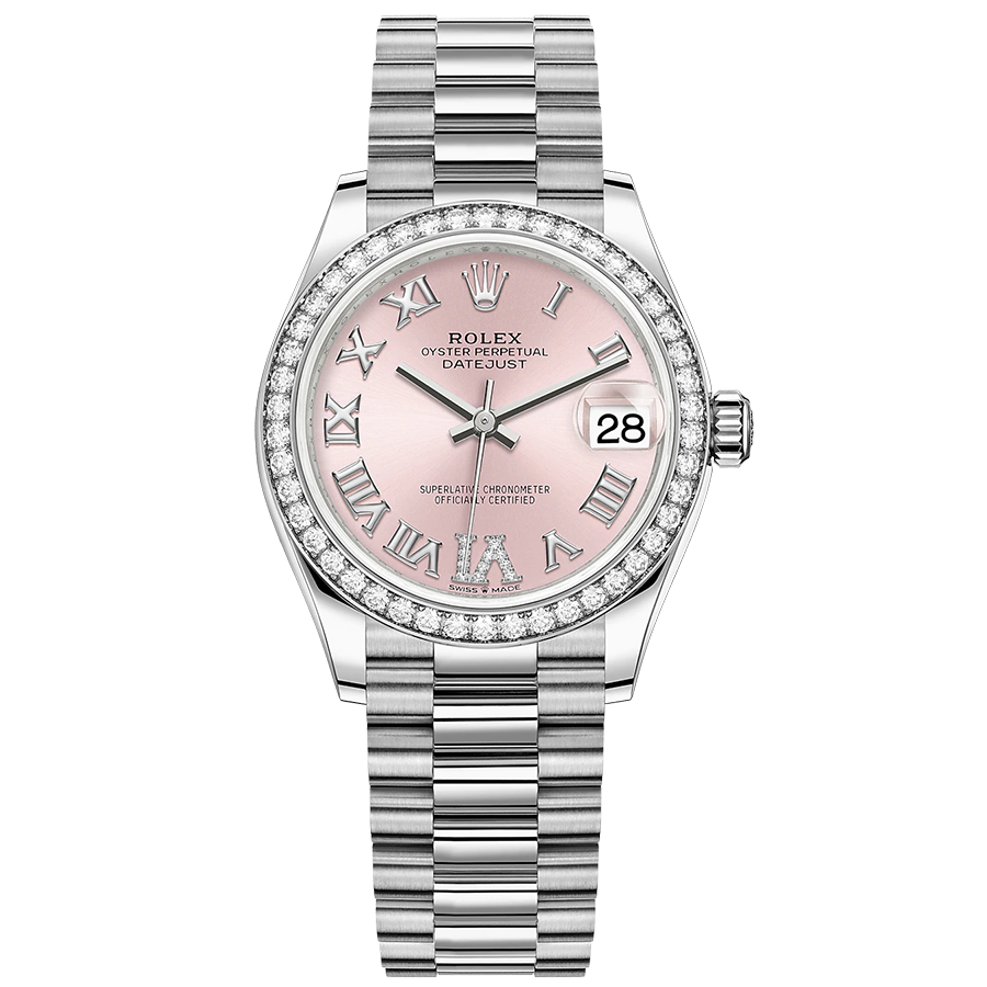 Rolex Datejust Pink Diamond Roman Numeral Dial Diamond Bezel 31mm 278289RBR