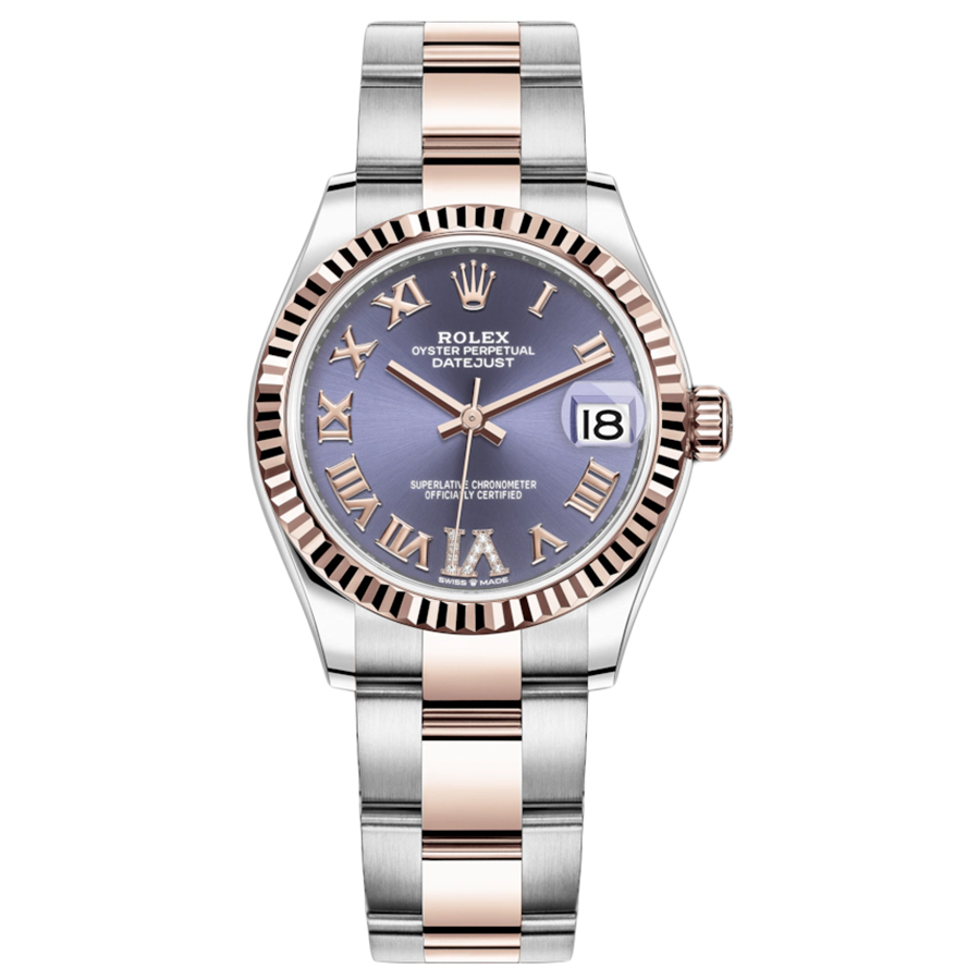 Rolex Datejust Purple Diamond Roman Numeral Fluted Dial 31mm 278271