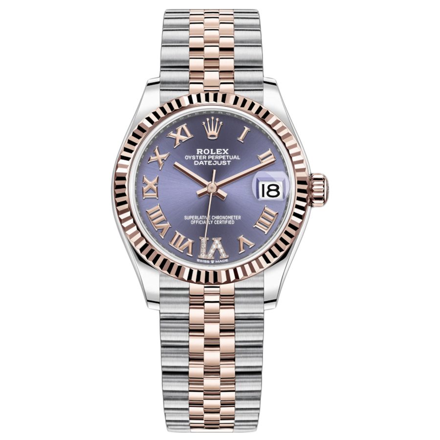 Rolex Datejust Purple Diamond Roman Numeral Fluted Dial 31mm 278271