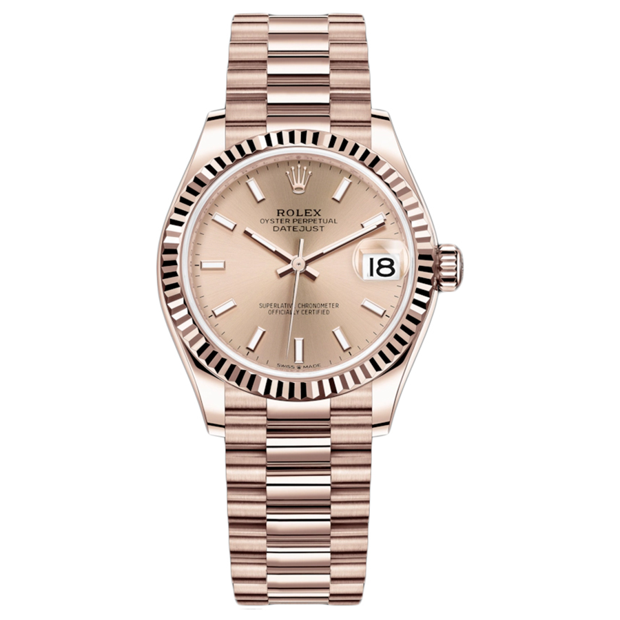 Rolex Datejust Rose Dial Fluted Bezel 31mm 278275