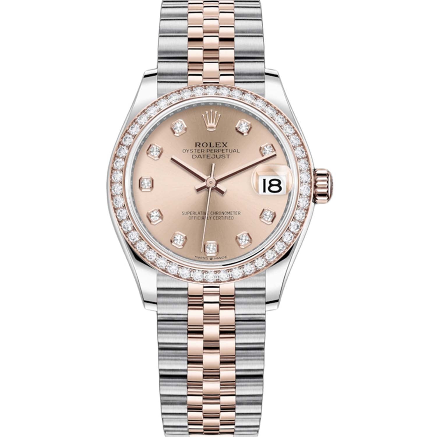 Rolex Datejust Rose Dial Diamond Bezel 31mm 278381RBR