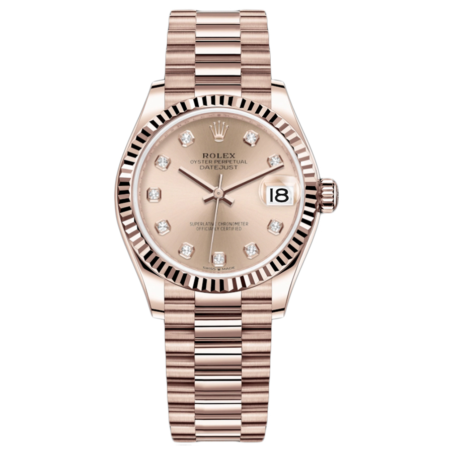 Rolex Datejust Rose Diamond Dial Fluted Bezel 31mm 278275