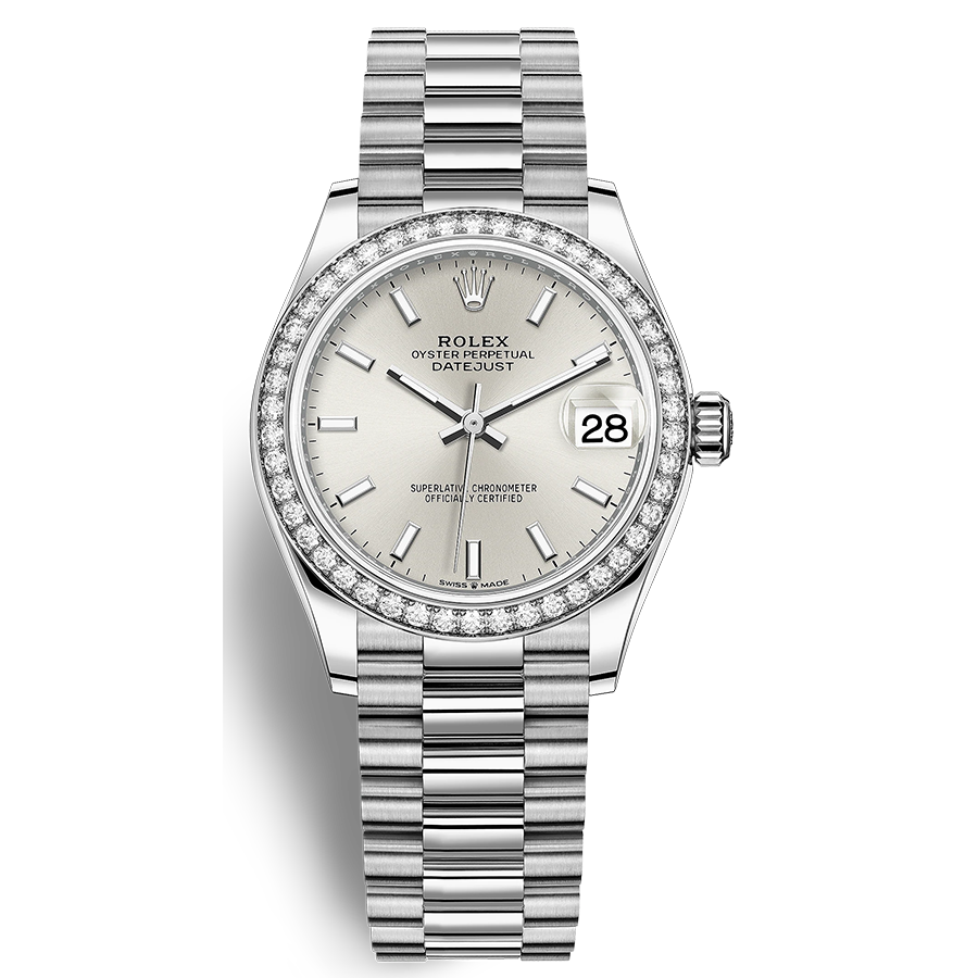 Rolex Datejust Silver Dial Diamond Bezel 31mm 278289RBR