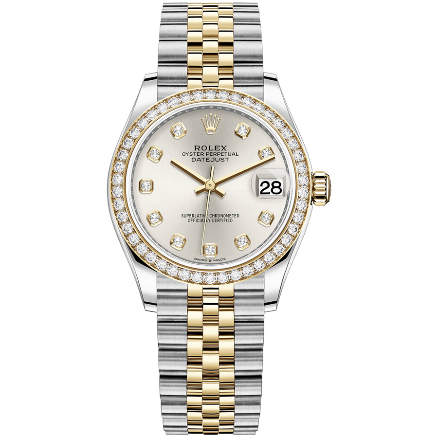 Rolex Datejust Silver Diamond Dial Diamond Bezel 31mm 278383RBR