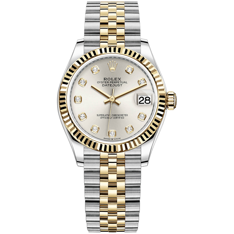 Rolex Datejust Silver Diamond Dial Fluted Bezel 31mm 278273