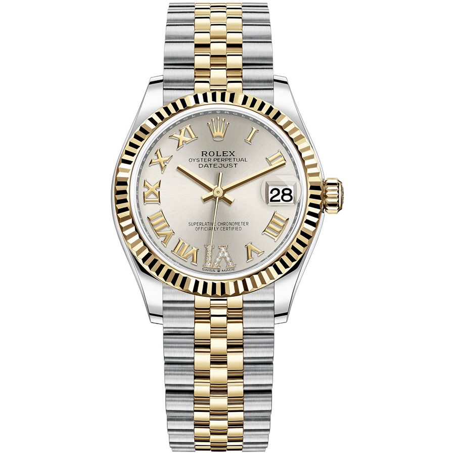 Rolex Datejust Silver Diamond Roman Numeral Dial Fluted Bezel 31mm 278273