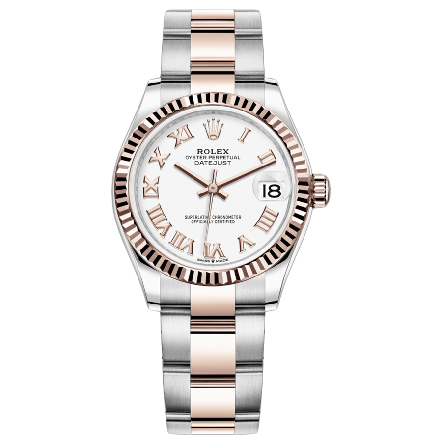 Rolex Datejust White Roman Numeral Fluted Dial 31mm 278271