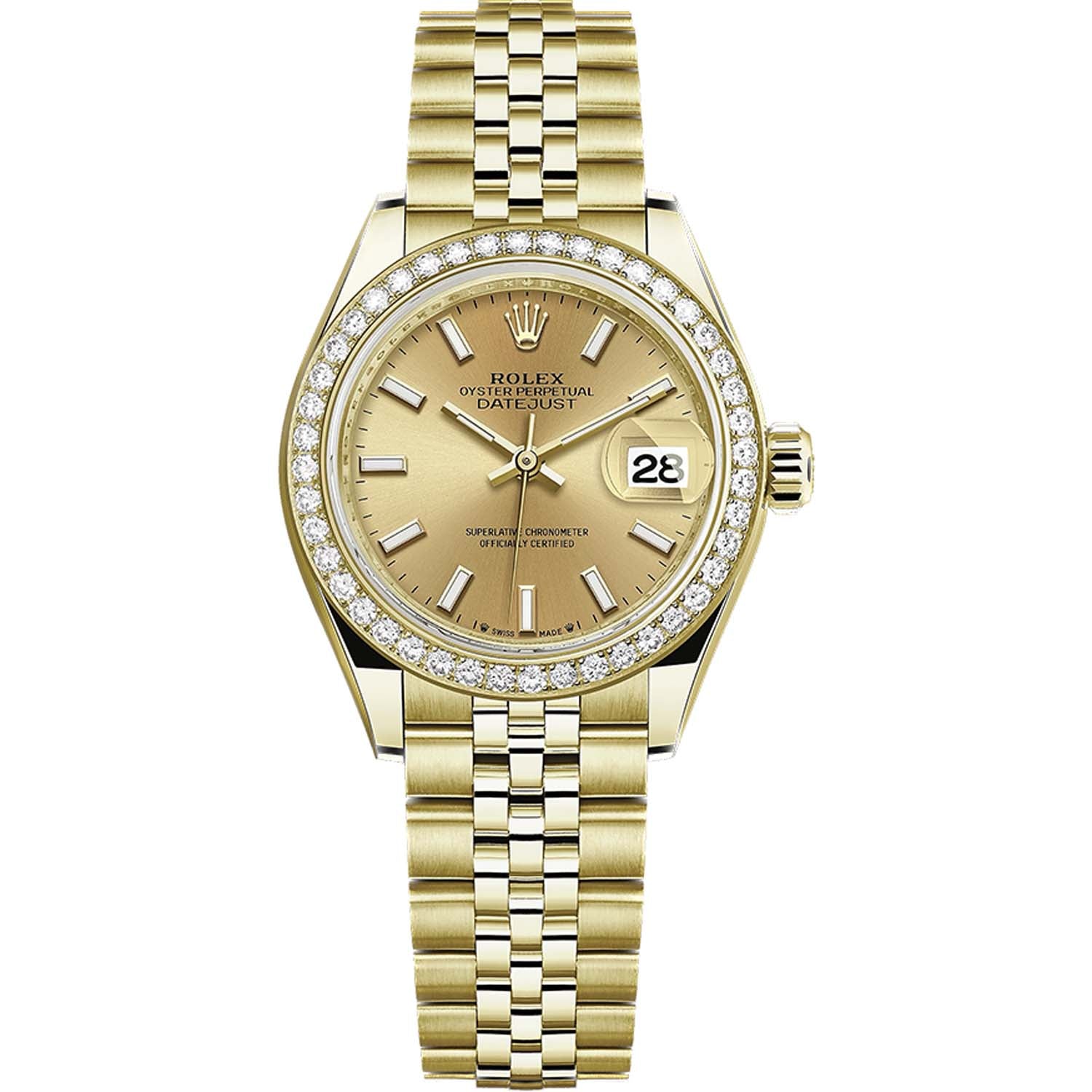 Rolex Lady-Datejust Champagne Dial Diamond Bezel 28mm 279138RBR