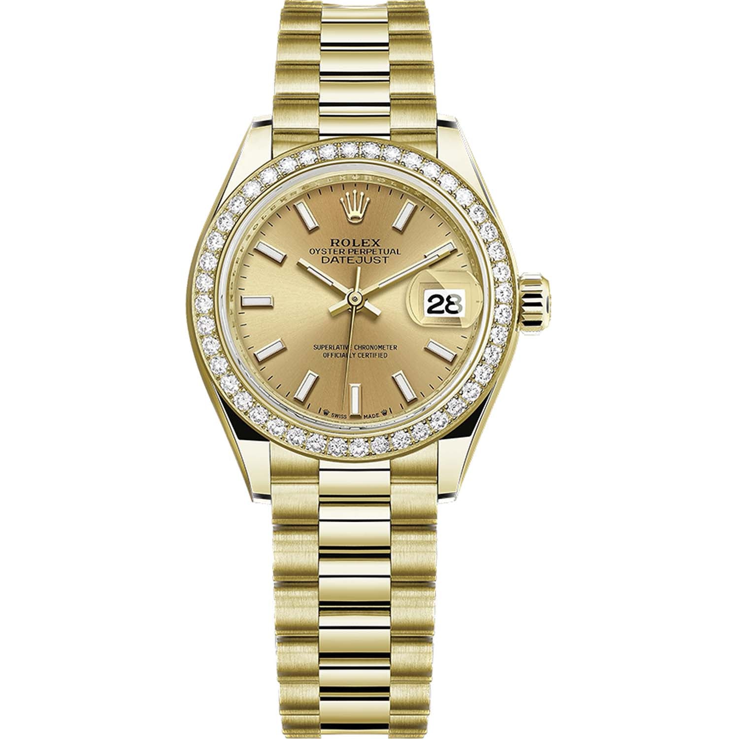 Rolex Lady-Datejust Champagne Dial Diamond Bezel 28mm 279138RBR