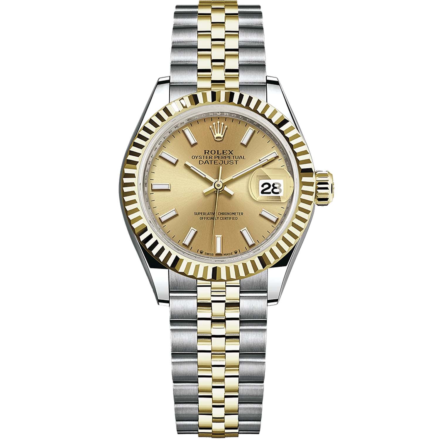 Rolex Lady-Datejust Champagne Dial Fluted Bezel 28mm 279173