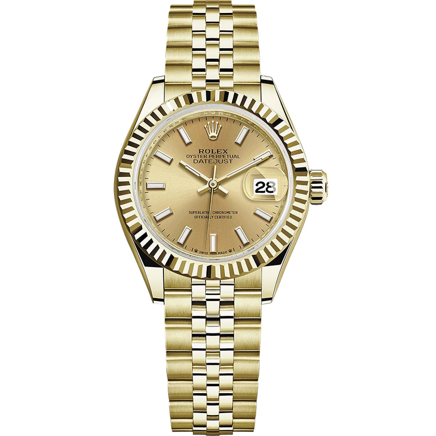 Rolex Lady-Datejust Champagne Dial Fluted Bezel 28mm 279178