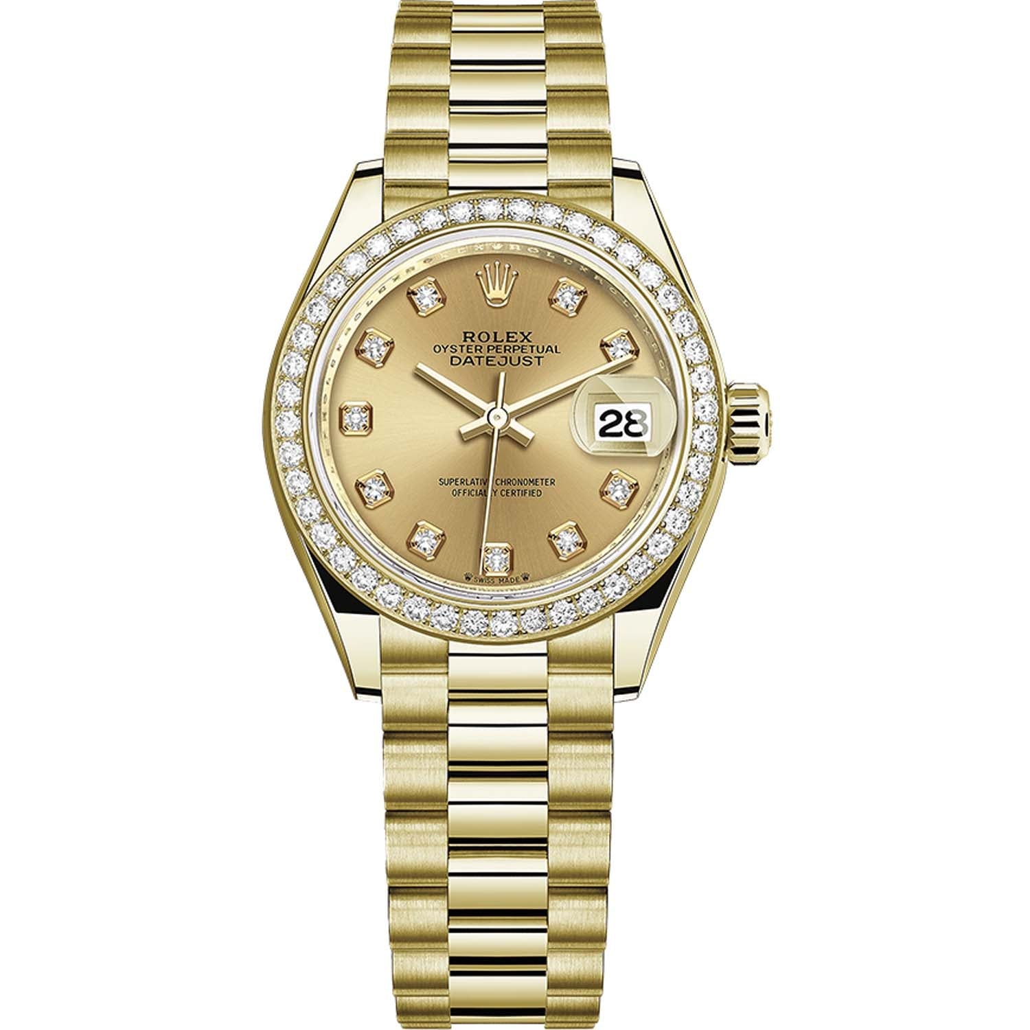 Rolex Lady-Datejust Champagne Diamond Dial Diamond Bezel 28mm 279138RBR