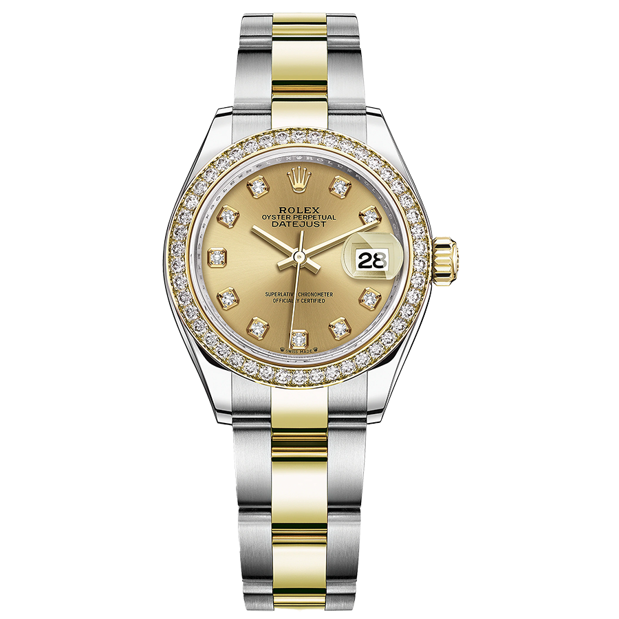 Rolex Lady-Datejust Champagne Diamond Dial Diamond Bezel 28mm 279383RBR