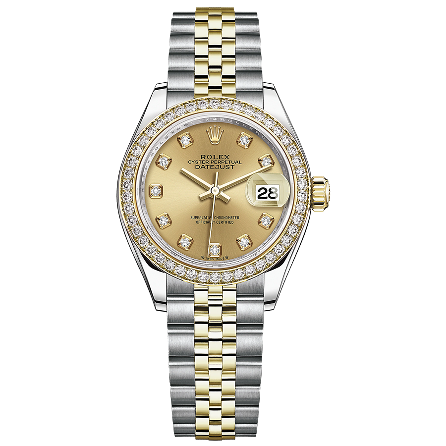 Rolex Lady-Datejust Champagne Diamond Dial Diamond Bezel 28mm 279383RBR