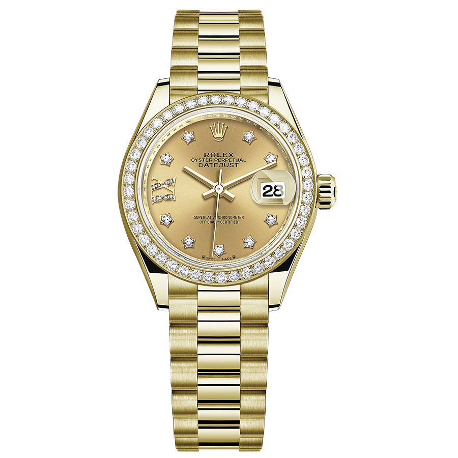 Rolex Lady-Datejust Champagne Diamond Star Dial Diamond Bezel 28mm 279138RBR