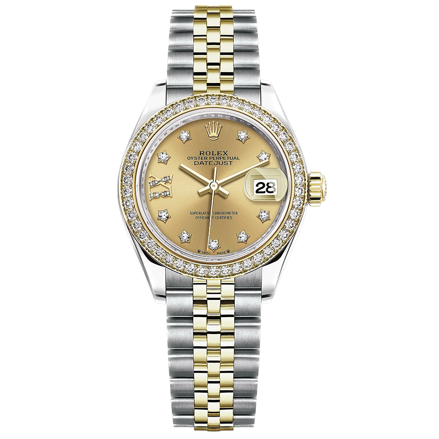 Rolex Lady-Datejust Champagne Diamond Star Dial Diamond Bezel 28mm 279383RBR