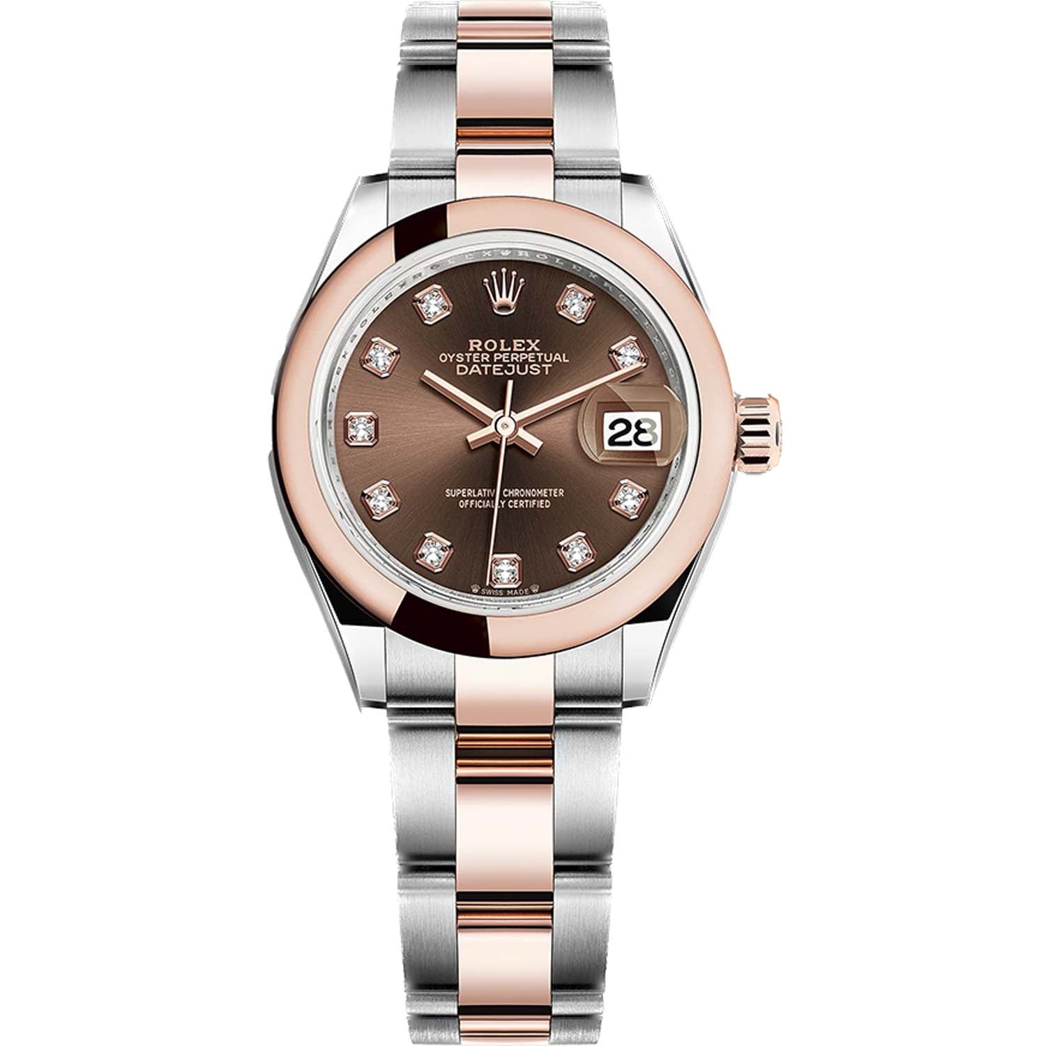 Rolex Lady-Datejust Chocolate Diamond Dial Domed Bezel 28mm 279161