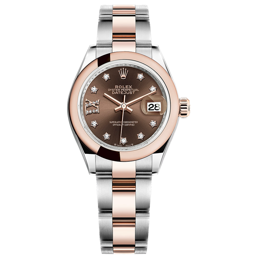 Rolex Lady-Datejust Chocolate Diamond Star Dial Domed Bezel 28mm 279161