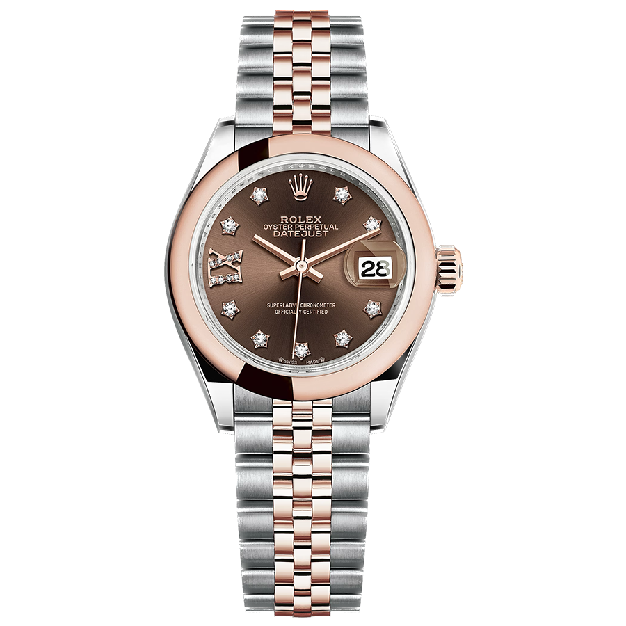 Rolex Lady-Datejust Chocolate Diamond Star Dial Domed Bezel 28mm 279161