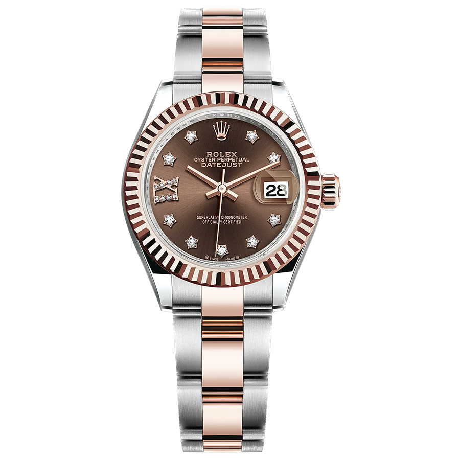 Rolex Lady-Datejust Chocolate Diamond Star Dial Fluted Bezel 28mm 279171