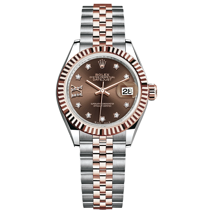 Rolex Lady-Datejust Chocolate Diamond Star Dial Fluted Bezel 28mm 279171