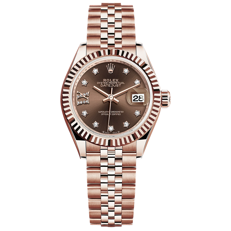 Rolex Lady-Datejust Chocolate Diamond Star Dial Fluted Bezel 28mm 279175