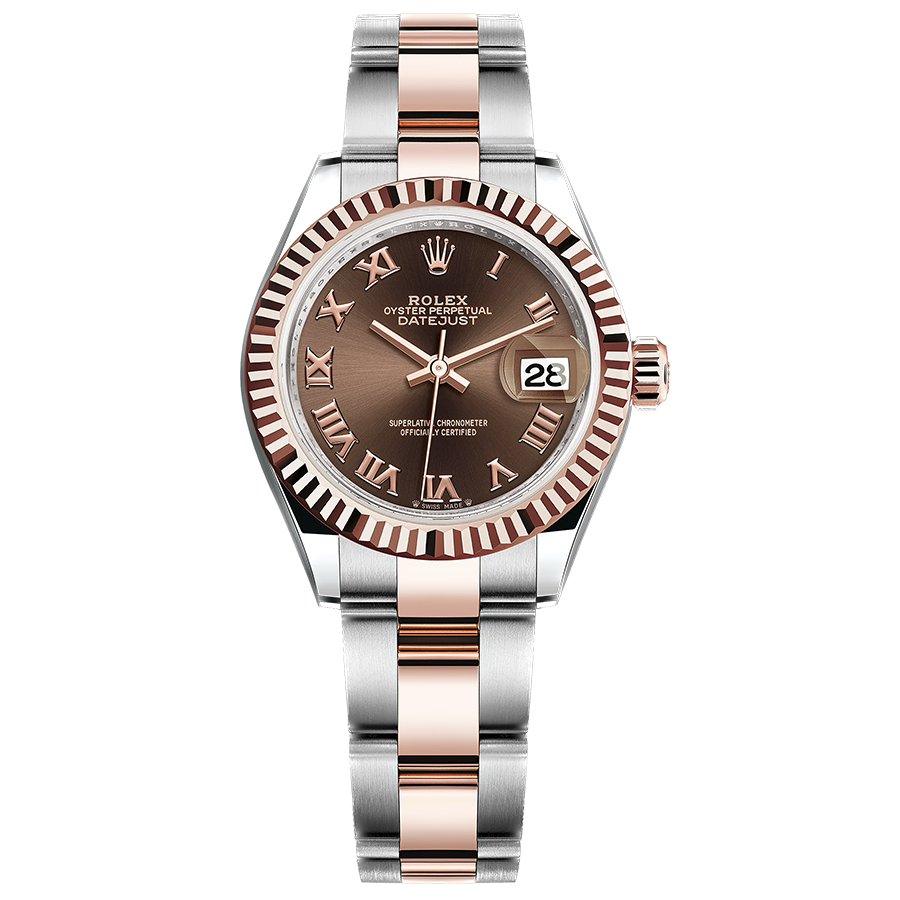 Rolex Lady-Datejust Chocolate Roman Numeral Dial Fluted Bezel 279171