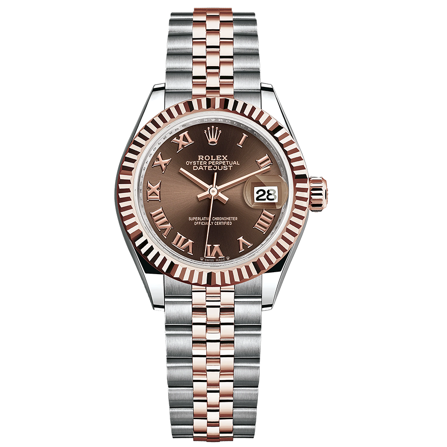 Rolex Lady-Datejust Chocolate Roman Numeral Dial Fluted Bezel 28mm 279171