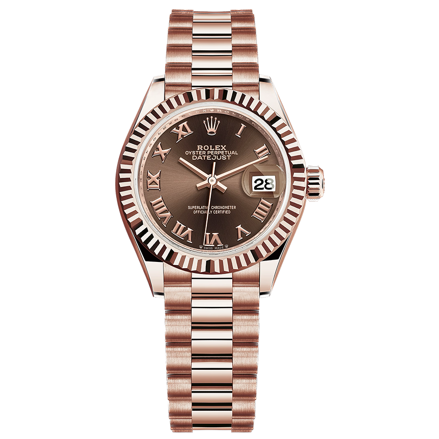 Rolex Lady-Datejust Chocolate Roman Numeral Dial Fluted Bezel 28mm 279175