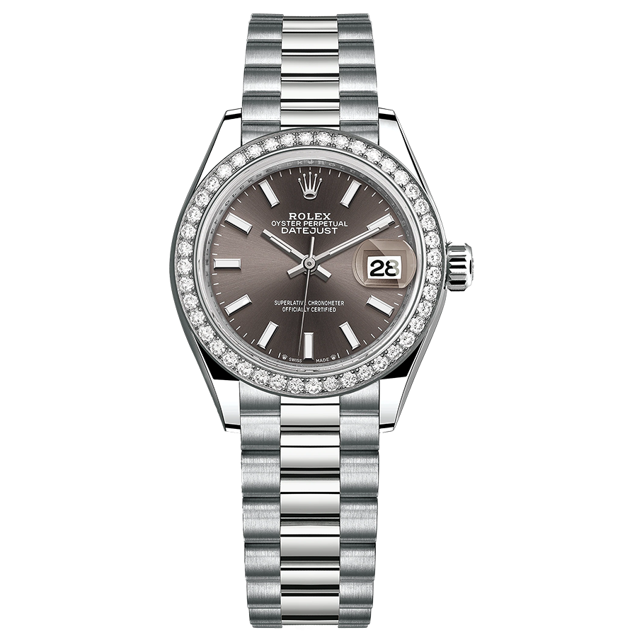 Rolex Lady-Datejust Dark Grey Dial Diamond Bezel 28mm 279139RBR