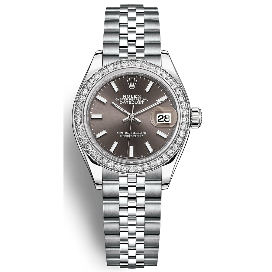 Rolex Lady-Datejust Dark Grey Dial Diamond Bezel 28mm 279384RBR